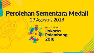 Perolehan Terkini Medali Asian Games - 29 Agustus 2018
