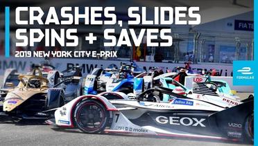 2019 New York City E-Prix - Most Dramatic Crashes, Spins, Slides And Saves