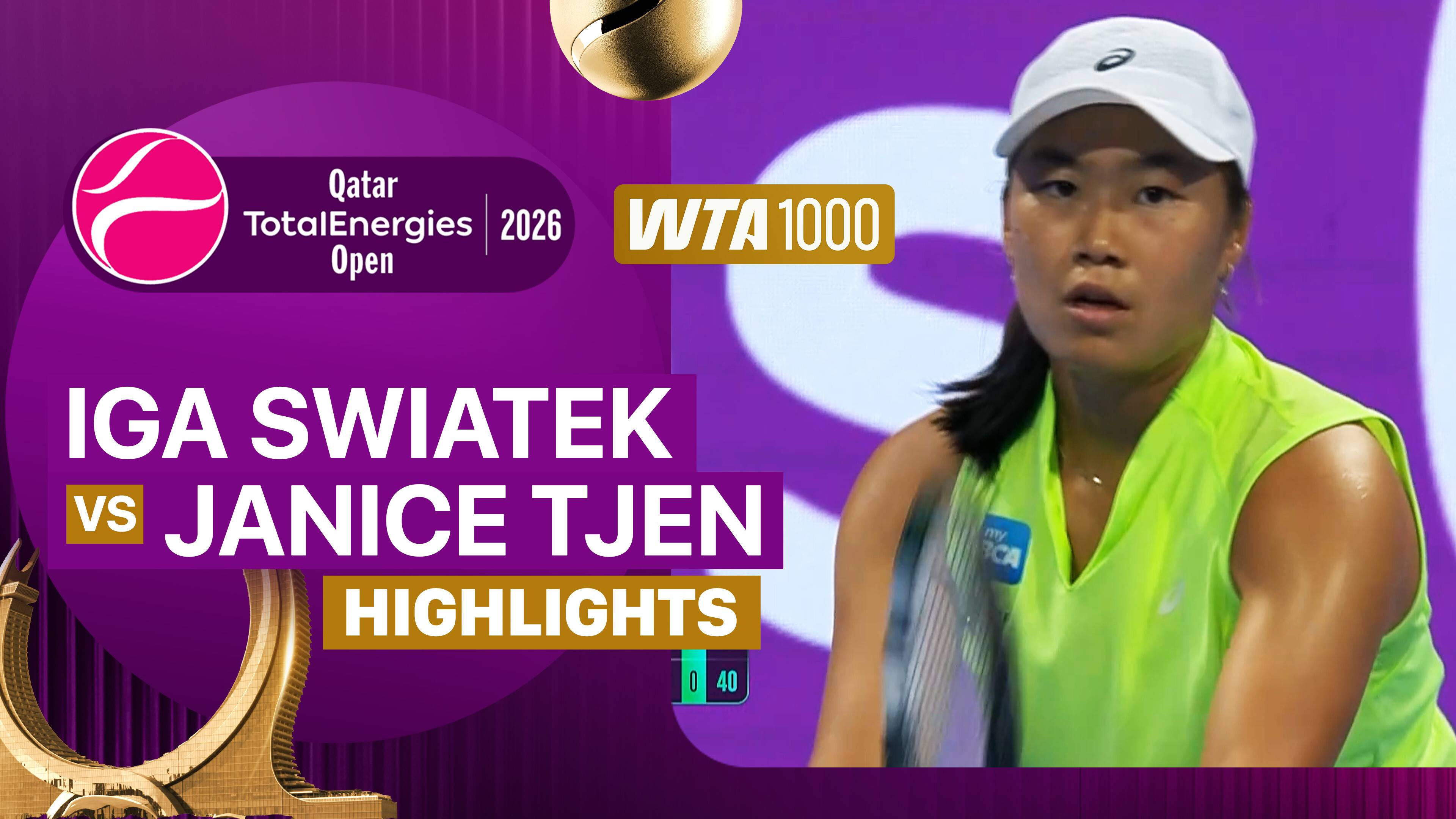 Iga Swiatek (POL) vs Janice Tjen (INA) - Women's Singles Round of 32 | WTA 1000: Qatar TotalEnergies Open 2026