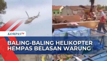 Belasan Warung di Pangandaran Ambruk Akibat Putaran Baling-baling Helikopter di Lapangan Cijulang