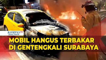 Detik-Detik Insiden Mobil Terbakar di Jalan Gentengkali Surabaya, Diduga Korsleting Listrik!