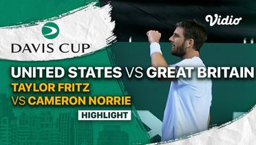 Highlights | Grup D: United States vs Great Britain | Taylor Fritz vs Cameron Norrie | Davis Cup 2022