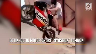 Detik-detik Motor Sport 'Nyusruk' ke Tembok