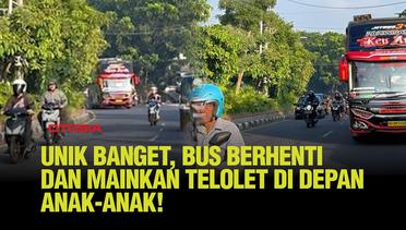 Antusiasme Anak-Anak, Bus Mainkan Klakson Telolet Saat Berhenti di Samping Trotoar Jalan!