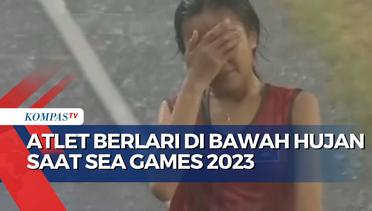 Momen Pelari Kamboja Selesaikan Lomba Walau DIguyur Hujan Deras di SEA Games 2023