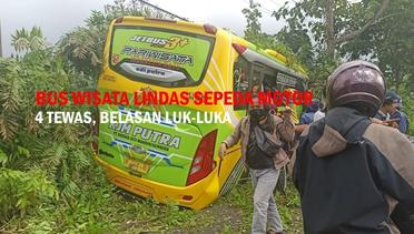 Video Kecelakaan Maut Bus Wisata di Garung Wonosobo Lindas Motor, 4 Tewas