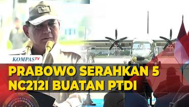 Momen Menhan Prabowo Subianto Serahkan 5 Pesawat NC212i ke TNI AU