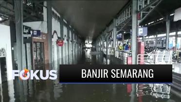 Diterjang Banjir, Stasiun Kereta Api di Semarang Masih Tergenang Air | Fokus