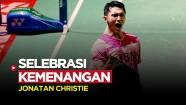 Selebrasi Kemenangan Jonatan Christie Setelah Berhasil Melaju ke Final Indonesia Masters 2023