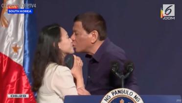 Duterte Mencium Bibir Pekerja, Waganet Mengecam
