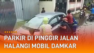 Mobil Parkir di Pinggir Jalan, Halangi Mobil Damkar Melintas Saat Respon