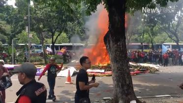 Penyidik Polrestro Jakarta Pusat Usut Pembakar Karangan Bunga Ahok