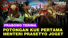 Prabowo Terima Potongan Kue Pertama dari Lula, Mensesneg Joget  Happy