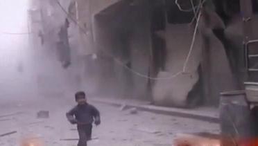VIDEO: Jet Tempur Tak Dikenal Hancurkan Kota Damaskus