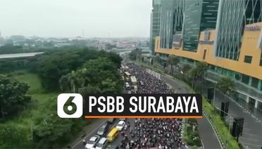 Hari Pertama PSBB di Surabaya Disambut Kemacetan