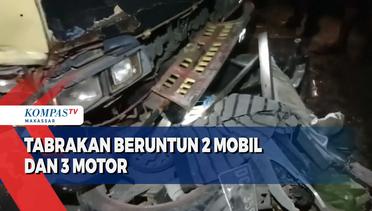 Tabrakan Beruntun 2 Mobil Dan 3 Motor di poros Pallangga Kabupaten Gowa