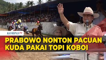 Pakai Topi Koboi, Prabowo Subianto Nonton Ajang Pacu Kuda di Tanah Datar