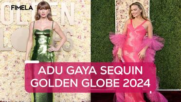 8 Gaya Selebritis Dunia Dibalut Busana Sequin saat Golden Globe Award 2024
