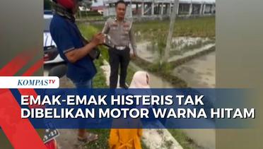 Viral! Emak-Emak Nangis Histeris di Jalan Akibat Tak Dibelikan Motor Warna Hitam