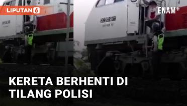 Kereta Berhenti di Tilang Polisi, Netizen  Masinis Nggak Pakai Helm