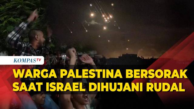 Warga Palestina Bersorak saat Rudal Iran Serbu Langit Israel