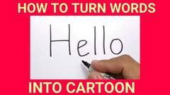 IMUT DEH, cara menggambar HELLO KITTY dari kata hello / how to turn words HELLO into CARTOON