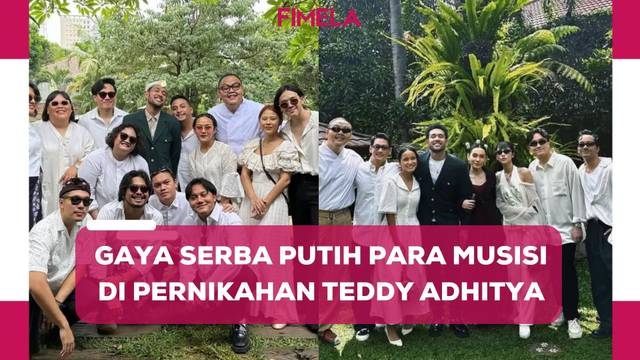 Gaya Serba Putih Musisi Tanah Air di Pernikahan Teddy Adhitya dan Jelita Clough