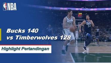 NBA I Cuplikan Pertandingan : Bucks 140 vs Timberwolves 128