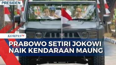 Momen Langka, Menhan Prabowo Setiri Presiden Jokowi Naik Kendaraan Taktis Maung