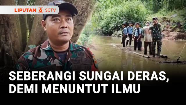 Demi Menuntut Ilmu sejumlah Pelajar di Lampung Timur Sebrangi Sungai Deras Gunakan Rakit Bambu | Liputan 6
