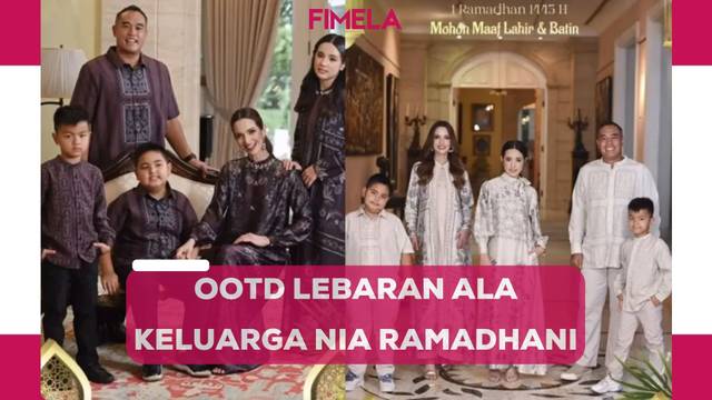 6 Potret Detail Baju Lebaran Sarimbit Ala Keluarga Nia Ramadhani Pancarkan Semburat Glamor