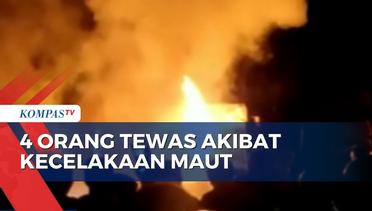 Diduga Akibat Rem Blong, Truk Tangki BBM Tabrak 2 Minibus Hingga Terbakar!