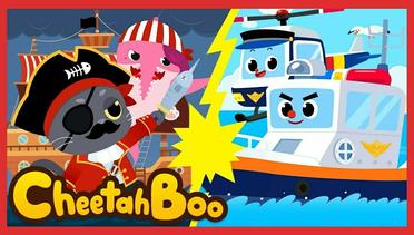 Pirates vs Marine Police | Shark, Cat | Nursery rhymes | Kids song | #Cheetahboo