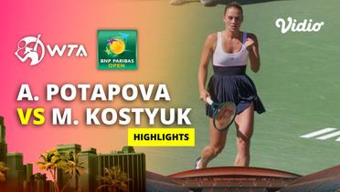 Quarterfinal: Anastasia Potapova vs Marta Kostyuk - Highlights | WTA BNP Paribas Open 2024