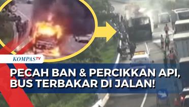 Pecah Ban hingga Muncul Percikan Api, Bus Pahala Kencana Jurusan Bandung-Denpasar Terbakar di Jalan!