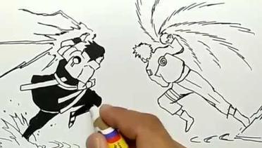 cara menggambar naruto vs sasuke,, mudah dan cepat. lansung spidol - how to draw naruto vs sasuke