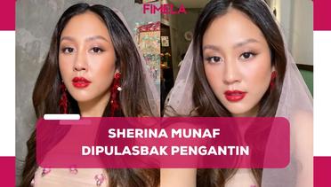 6 Tampilan Sherina Munaf Dipulas Lipstik Merah Bak Pengantin Kenakan Gaun Tulle dan Veil Pink