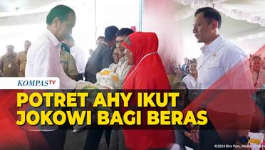 Potret AHY Ikut Jokowi Bagi Beras ke Warga Bitung, Sulawesi Utara