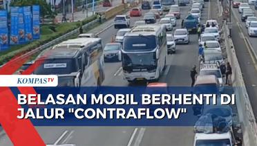 Timbulkan Kemacetan, Belasan Mobil Berhenti di Jalur Contraflow Akibat Habis BBM