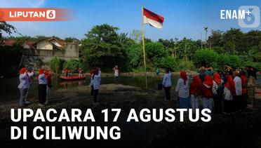 Suasana Khidmat Pengibaran Bendera Merah Putih di Sungai Ciliwung Bogor