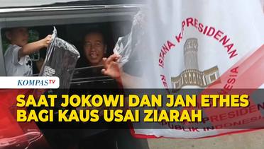 Saat Presiden Jokowi Ajak Jan Ethes Bagikan Kaus usai Ziarah Makam Orang Tua di Karanganyar