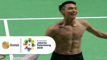 Buka! Buka! Jojo Kembali Buka Baju Ekspresikan Kemenangan di Final Badminton Asian Games 2018