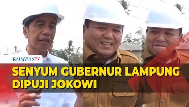 Ekspresi Senyum Gubernur Arinal Dipuji Jokowi Saat Tinjau Perbaikan Jalan di Lampung