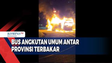 Bus Angkutan Umum Antar Provinsi Terbakar Di Jalan Trans Sulawesi