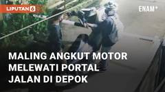 Viral Maling Angkut Motor Melewati Portal Jalan di Sawangan Depok
